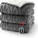 Heated Blanket King Size Electric Blanket Dual Control, Wireless Heating Blanket with 10 Heat & 10 Time Setting, Fasting Heating Sherpa Tufted Blanket for Bed, ETL Certified, Grey,90"x100"