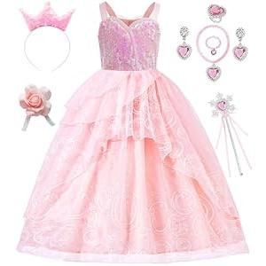 SZ-TONDA Girls Pink Witch Costume Bubble Sequins Dress - Kids Halloween Party Cosplay Outfit Clothes Apparels 3-4yrs