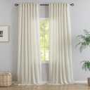 94 Inch Length Curtains Natural Linen Back Tab Hook Belt Loops Privacy Semi Sheer Living Room Curtains,2 Panels Ivory White Modern Cottage Vintage Style Light Filtering Window Treatment Curtains