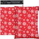 100Pcs Christmas Poly Mailers 10 x 13Inch Red Winter Snowflake Shipping Bags with Self Sealing Classic Xmas Holiday Bag Envelopes for Small Business Boutique Clothing