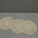 Lace Placemats,Crochet Doilies,Doilies for Tables Cotton Round Crochet Placemats 3 Pcs 10 Inch Table Lace Hollow Corrugated Placemat for Furniture Kitchen Dining Party Holiday Weddings Decor(Beige)