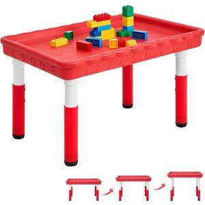 FUNLIO Sensory Table for Kids (35"x24"), Height Adjustable Rectangular Tuff Tray Sensory Table, Multi-Use as Water Table & Sand Table for Indoor & Outdoor, Easy 3-Min Assembly No Tools Needed - Red, Rectangle