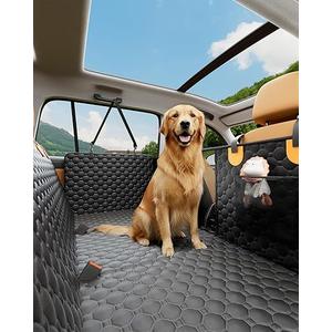Sangoodier Dog Car Seat Cover for Back Seat, Hard Bottom Back Seat Extender for Dogs, Waterproof Dog Hammock for Truck Support to 400lbs, Car Seat Protector for Cars, Trucks, SUV, Jeep