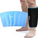 REVIX XL Shin Ice Pack Reusable Gel Cold Pack for Calf and Elbow Discomfort Relief, Leg Cold Therapy Compression Sleeve Refreezable, 360 Full Coverage (Black-XL Size-1 Pack)