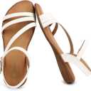 Flat Sandals For Women Dressy: Comfortable Strappy Sandal Ankle Buckle Open Toe Summer Beach Walking Vacation Daily Wear Size 5-10.5