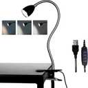 Desk lamp Eye-Caring Table Lamps, 360Rotation Gooseneck Clip on Lamp Reading Light, Portable Reading Book Light, Clamp Light, Study Desk Lamps for Bedroom and Office Home Lighting (Black with Dimmer)
