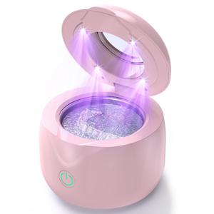 CXRUY Ultrasonic Retainer Cleaner - UV Dental Cleaning Pod Night Guard Cleaner for Dentures, Aligner, Braces, Toothbrush Heads, Jewelry (Pink)