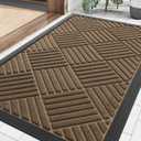 Smiry Front Door Mat Outside Entrance, Heavy Duty Outdoor Indoor Natural Rubber Doormat, Non Slip, Trap Dirt and Moisture, Easy Clean, Low Profile Patio Porch Entryway Mat, 29.5x17, Brown
