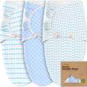 3-Pack Organic Baby Swaddle Sleep Sacks - Swaddles for Newborns, Infant 0-3 Months, Baby Girls, Boys, Soft & Snug Newborn Sleep Sack, Nursery Swaddling Blankets (Storm) (One Size)