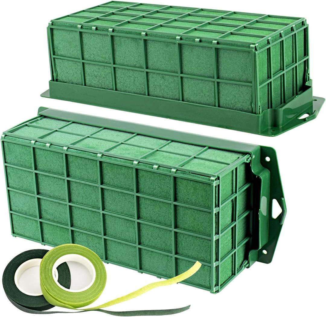 Takytao Floral Foam Cage 2 Pieces, Floral Foam for Artificial Flowers, Dry Floral Foam Blocks for Fresh Flower Arrangement Decoration, Wedding, Interior and Garden