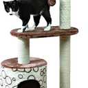 TRIXIE Casta Cat Tree with Condo | 2 Platforms | Dangling Cat Toy, Brown, 21.5 x 13.75 x 37.25 in.