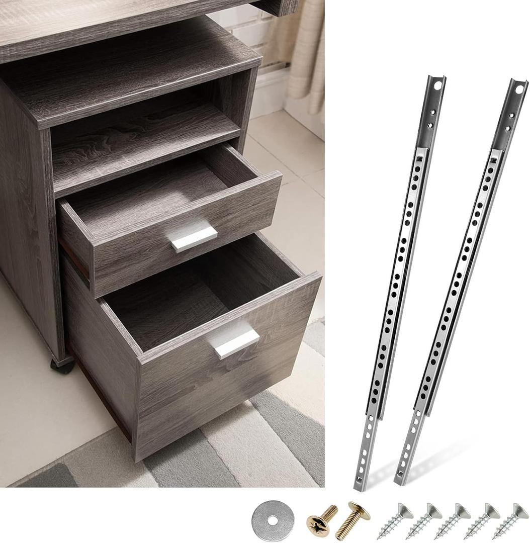 2pcs Ball Bearing Drawer Slides 12 Inch / 310mm, 2 Fold Metal Drawer Tracks, Two Way Slide Track Rail Glides with Mounting Screws - 0.67 Inch Wide