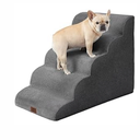 EHEYCIGA Curved Dog Stairs Ramp for High Beds 19.7" H, 4-Step Dog Steps for Small Dogs and Cats, Pet Stairs for High Bed Climbing, Non-Slip Balanced Pet Step Indoor, Grey