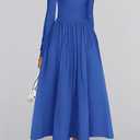 BTFBM Casual Long Sleeve Dresses Spring Dresses 2025 Wedding Guest Dress Midi Dress Flowy Bohemian Long Dress (Blue, S)