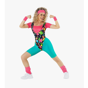 Morph 80s Workout Outfit for Women 90s Retro Workout Outfits 80 s Aerobics Outfit Halloween Costume for Womens , Size Medium