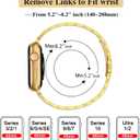 MioHHR Metal Band Compatible with Apple Watch Bands 49mm Ultra3/2/1,46mm Series 11 10,45mm Series 9 8 7,44mm Series 6 5 4 SE,42mm Series 3/2/1,Stainless Steel iWatch Bands for Women,Gold