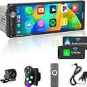 Single Din Car Touchscreen Radio (6.9-inch) Compatible with [Wireless] Apple CarPlay Android Auto Car Stereo Bluetooth USB (2.1A Type-C Fast Charge) Backup Camera RCA