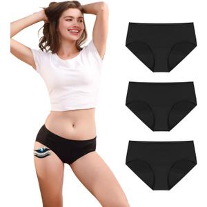 Carer 3pk Period Underwear for Women Washable Leak Proof Underwear for Womens Menstrual Heavy Flow Bladder Leak Mild Incontinence Underwear for Women Black M