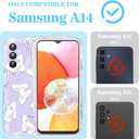 2 x Compatible for Samsung Galaxy A14 5G Case, Pretty Butterfly Print Three-Dimensional Wave Clear Case for Girls Women, Soft Full Package Anti-Fall Cover for Galaxy A14 5G, White Butterfly