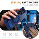 QSEVNSQ Strong Magnetic for Samsung Galaxy S25 Ultra Case with Screen Protector + Lens Protector, Fit for MagSafe,Mil-Grade Drop Protection, Seamless Stand, Translucent Blue