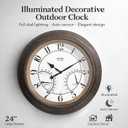 Pytha Sight 24 Inch Outdoor Clocks Waterproof, Large Easy-to-Read Illuminated Outdoor Wall Clock with Smart Light Sensor, Silent Large Outdoor Clock for Patio, Pool,Porch,Garden,Backyard