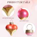 DN DECONATION 12Pcs Heart Shaped Ornaments, Glass Valentines Day Ornaments, Pink Gold Heart Baubles, Valentine's Day Christmas Mini Decoration for Tree, Outdoor Wedding Anniversary Party