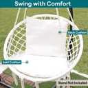 JoyView Macrame Hammock Chair Hanging Swing Chair Max 330 Lbs with 2 Cushions and Hardware Kits for Indoor Outdoor Bedroom Patio Garden - Beige
