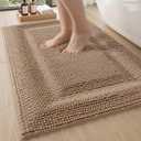 DEXI Bath Mats for Bathroom 24x36, Non Slip Washable Bathroom Rug, Thick Soft Chenille Absorbent Bathmat for Shower Floor, Fluffy Shaggy Carpet for Tub, Dark Beige
