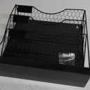 WOMACO Magnetic File Organizer, 4 Tier Large File Folder Holder for File Cabinet, Heavy Duth Magnet Wall Paper Mail Holder for Home Office Whiteboard (4-Tier Black)