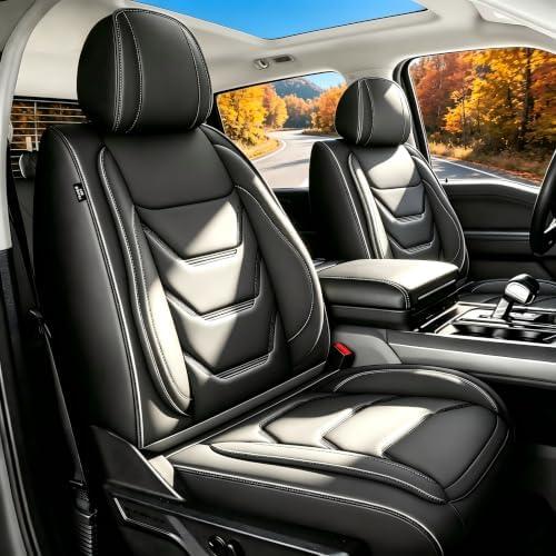 for Ford 2025 2026 F150 Seat Covers 2009-2026 F250 F350 F450 2017-2026 | Premium Handmade Leather Waterproof Fits Not Only SuperCrew Lightning King Ranch Platinum Tremor SVT Raptor,Airbag Safe