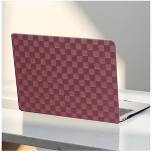 BYCeKe for MacBook Pro 14 inch Case 2026-2021 M5 M4 M3 M2 M1 A3434 A3112 A3185 A3401 A2918 A2992 A2779 A2442,Checkered Textured Cream Leather Hardshell&Keyboard Cover for Mac Pro14,Checkerd Burgundy