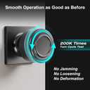 Euvovito Matte Black Passage Door Knobs, Anti-Fingerprint Coating and Adjustable Latch, 6 Pack Stainless Steel Black Sleek Closet Door Knobs for Hallway/Closet