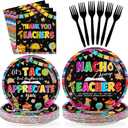 96Pcs Mexican Teacher Appreciation Decorations Nacho Average Teachers Plates and Napkins Funny Teacher Appreciation Decorations for Thank You Teachers Staff Welcome Party Supplies Serves 24
