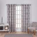 EXCLUSIVE HOME Montrose Ogee Geometric Textured Linen Grommet Top Curtain Panel Pair, 54"x84", Ash Grey