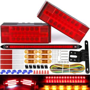 Boat LED Trailer Lights Kit and Light Bar with Wiring Harness Combined Stop, Tail Lights, Amber Trailer Marker Lights, Boat Trailer for Camper Truck Snowmobile