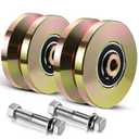 4" Heavy Duty Sliding Gate Rollers Wheels 2 Sets V Groove Slide Wheel Solid 4" Dia 1-3/4" Width Double Bearing 3000 Lbs Capacity with Screws