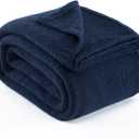 Carriediosa Wool Blend Knit Throw Blanket 50" X 60", 50% Recycled Polyester Soft Cable Knitted Fluffy Throws for Couch Lightweight Woven Blankets for Sofa Fuzzy Cozy Bed Cover, Indigo Blue