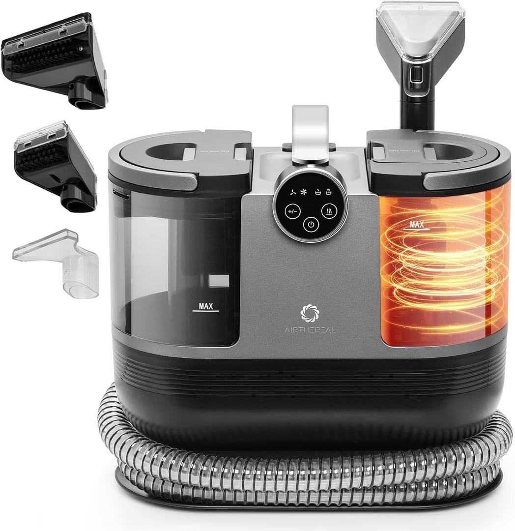 Airthereal S1 Carpet Cleaner Machine, Instant Heating Portable Upholstery Spot Cleaner, Shampooer Machine with Self-Cleaning, 14 Kpa Stain Remover Deep Cleaner for Pets, Stairs, Car Seat and Couch (Grey)