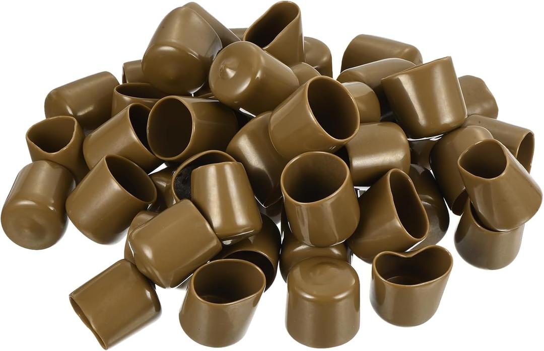 uxcell 50pcs Rubber End Caps 26mm(1 Inch) ID Vinyl PVC Round Tube Bolt Cap Cover Screw Thread Protectors Light Brown