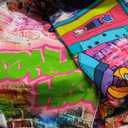 90's House Party Backdrop Hip Pop 90's Birthday Graffiti Wall Retro Radio Roller Skates Background Fresh Prince 90s Theme Photo Backdrop 90s Party Decorations (8x6ft)