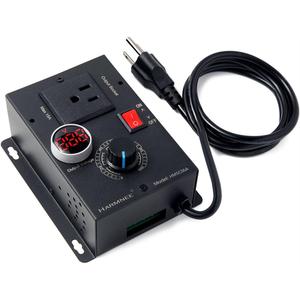 AC Motor Speed Controller 110-120V / 10A Rated / 15A Max, Fan Speed Control AC Electronic Voltage Regulator with Black-Coated Matt Metal Shell & Voltage LED Display Screen