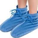 NEWGO Microwavable Slippers for Cold Feet, Heating Pad Booties for Plantar Fasciitis, Arthritis & Achilles Pain Relief - Large Size Hot Therapy Foot Warmers for Men and Women