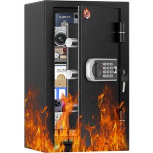[2026 Upgraded] -35 Min Real Fireproof Safe-3.6 Cu Ft Large Safe for Home Use, Security Safe Box with Smart Alarm System, Wall & Floor Mount Anti-Theft Safe for Money Legal Documents Valuables Jewelry