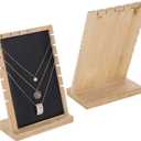 MyGift Modern Bamboo Necklace Jewelry Tabletop Display Boards, Set of 2,Black