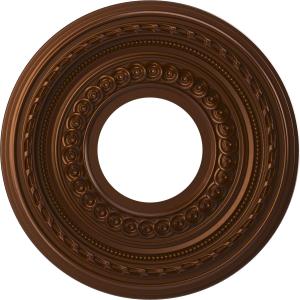 Ekena Millwork CMP10COCDC Cole Thermoformed PVC Ceiling Medallion (Fits Canopies up to 4 1/4"), 10"OD x 3 1/2"ID x 3/4"P, Metallic Dark Copper