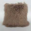 Lamb Fur Throw Pillow Cover Real Fur Sheepskin Throw Square Cushion Fluffy Curly Wool Soft for Living Rooms 20X20in (Khaki)