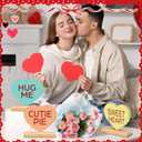 Yousoontic 6 Pcs Valentines Day Heart Wood Sign Love Heart Candy Tabletop Centerpiece Colorful Conversation Hearts Wooden Block Table Decorations for Wedding Party Office Tiered Tray Home Shelf Gift