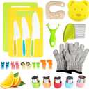 26 Pcs Kids Knife Set, Montessori Kitchen Tools for Toddlers' Real Cooking, BPA Free Knife Set Includes Crinkle Cutters Kid Safe Knives Cutting Board Peeler, Kitchen Tools for 4+ Year Old Girl Boy