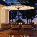GarveeLife 10 ft Patio Umbrella with Solar Lights, 8 Ribs Outdoor Market Table Umbrella with 40 LED Lights & Tilt Crank for Pool, Deck, Backyard (Tan)