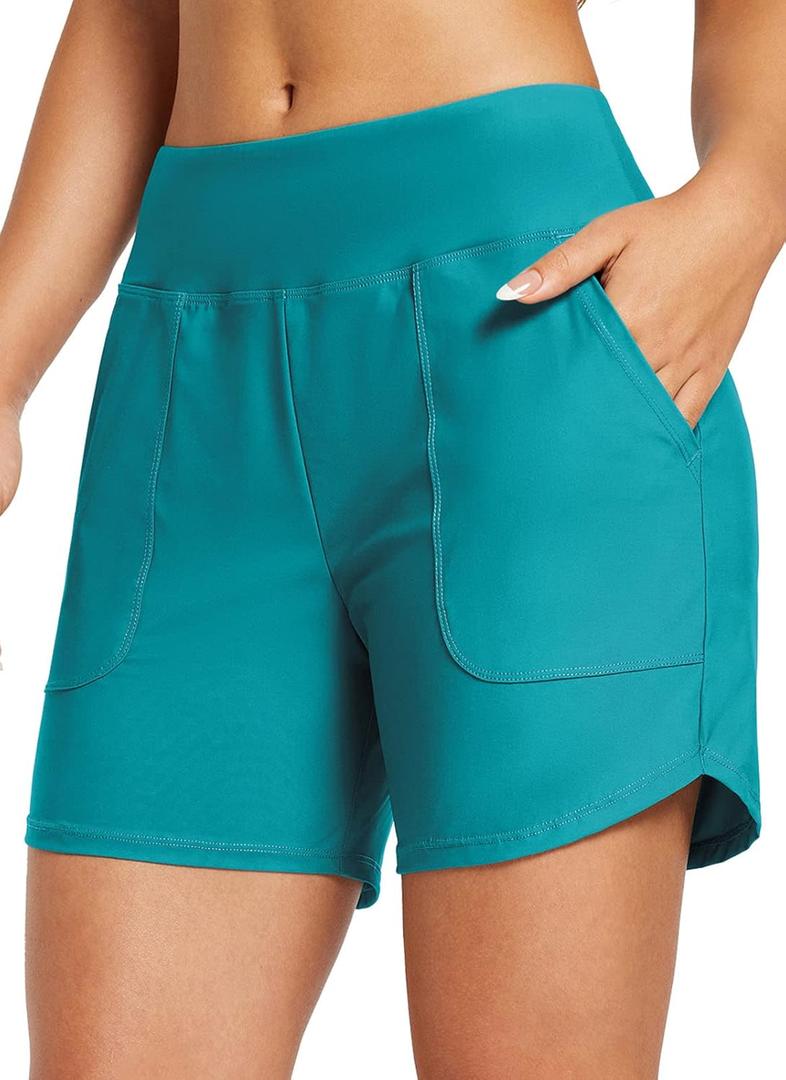 baleaf Women's 3"/5"/7"/9" High Waisted Swim Board Shorts Quick Dry Swimsuits Bottoms Trunks with Pockets (XL)